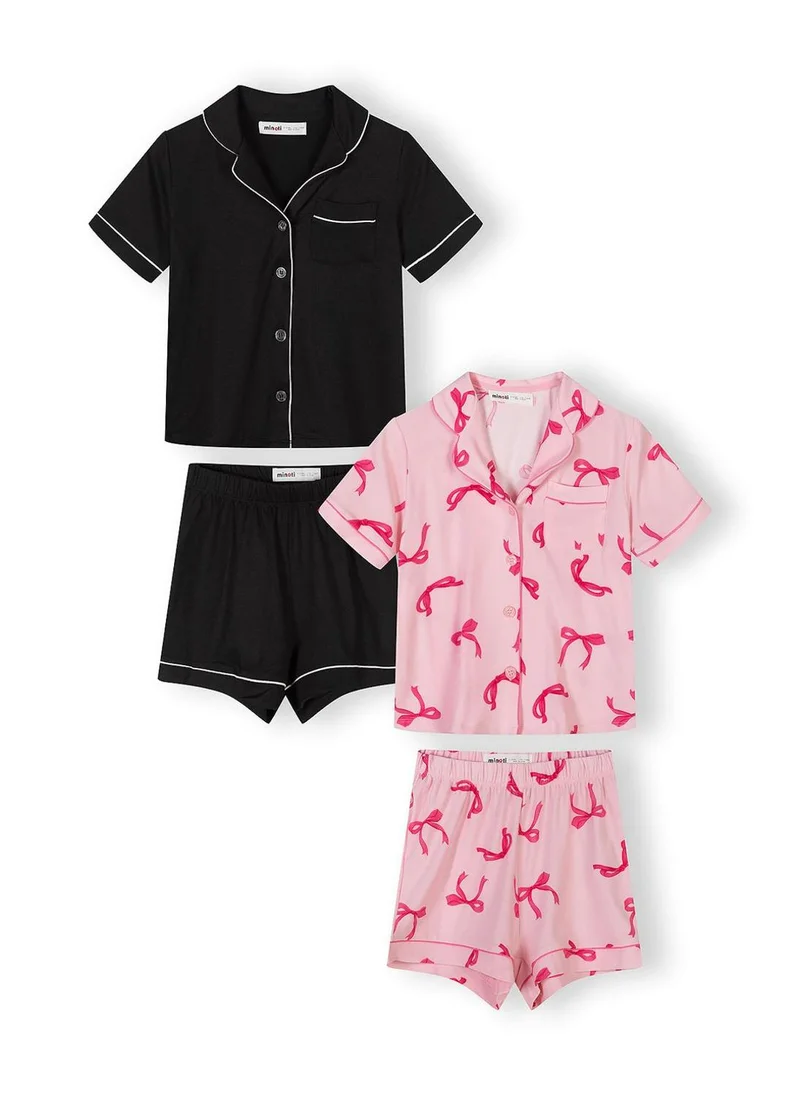 Minoti Girls short sleeve pyjama set pink bow print